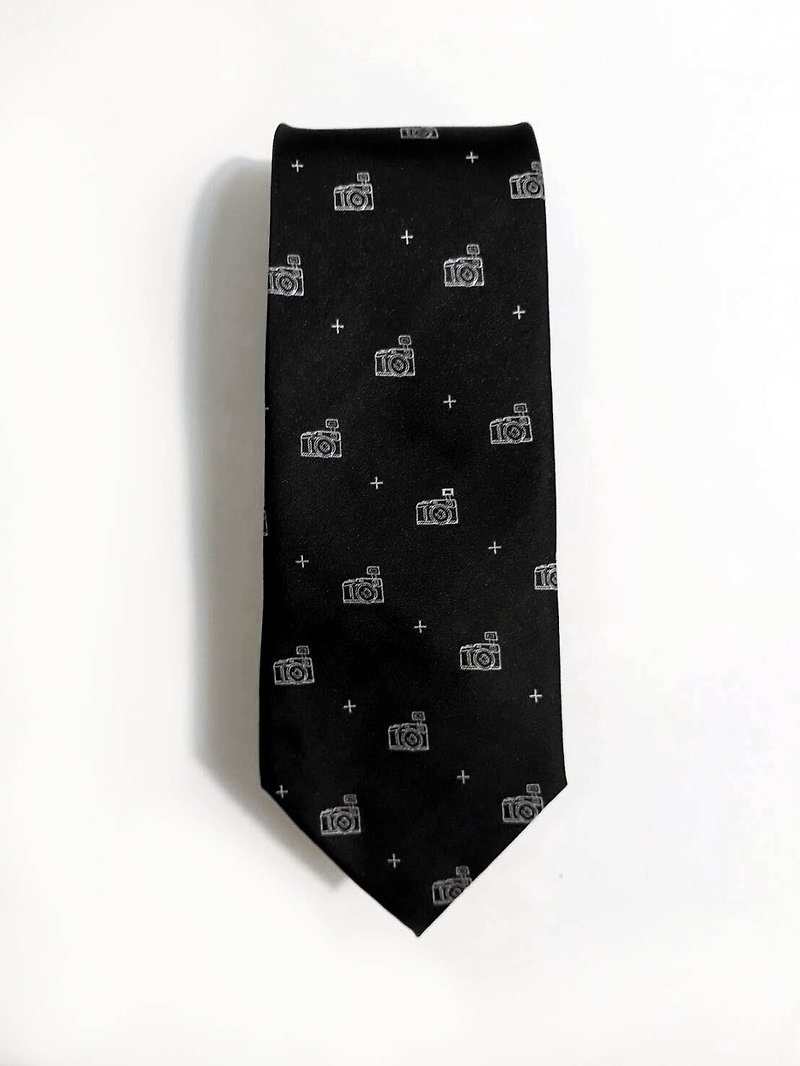 经典相机蚕丝领带 Neckties - 领带/领带夹 - 丝．绢 黑色