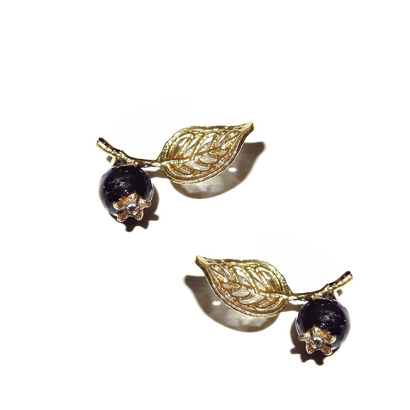 手工珠宝饰品 珐琅系列 珐琅蓝莓耳环 星空款 预购 - 耳环/耳夹 - 珐琅 黑色