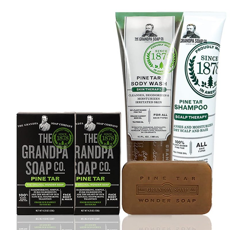 Grandpas Soap 神奇爷爷 神奇妙松焦油从头到脚净化养护组 - 肥皂/手工皂 - 其他材质 绿色