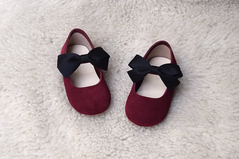 酒红色学步鞋 弥月礼物 女宝宝周岁礼物 婴儿礼物 婴儿鞋 周岁照 - 童装鞋 - 真皮 红色