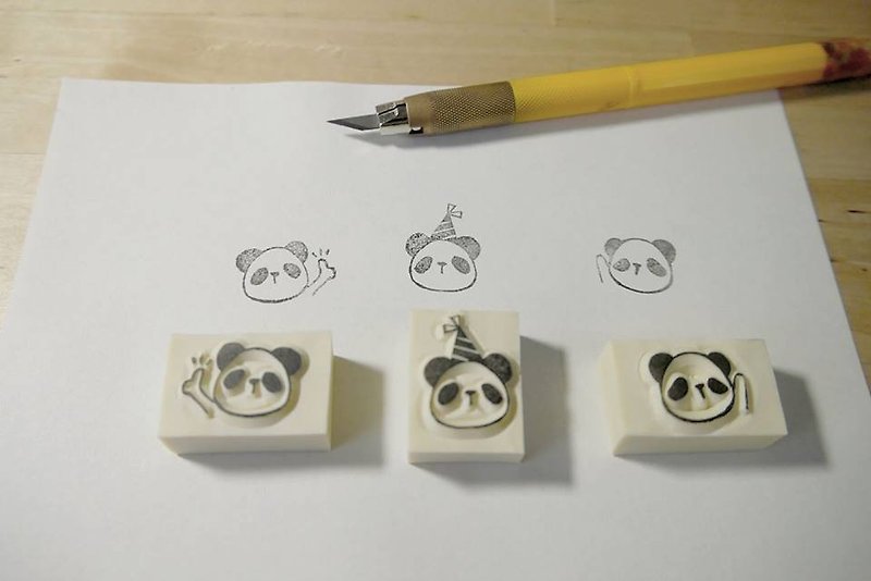 熊猫-(3入一组) - 印章/印台 - 橡胶 