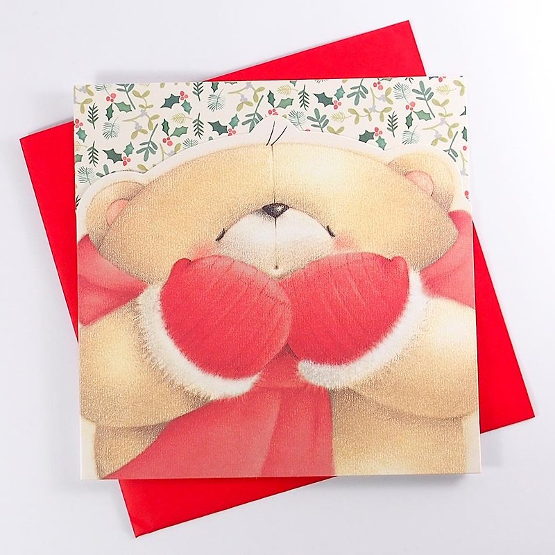熊熊有保暖手套 耶诞卡片【Hallmark-ForeverFriends 圣诞节】 - 卡片/明信片 - 纸 多色