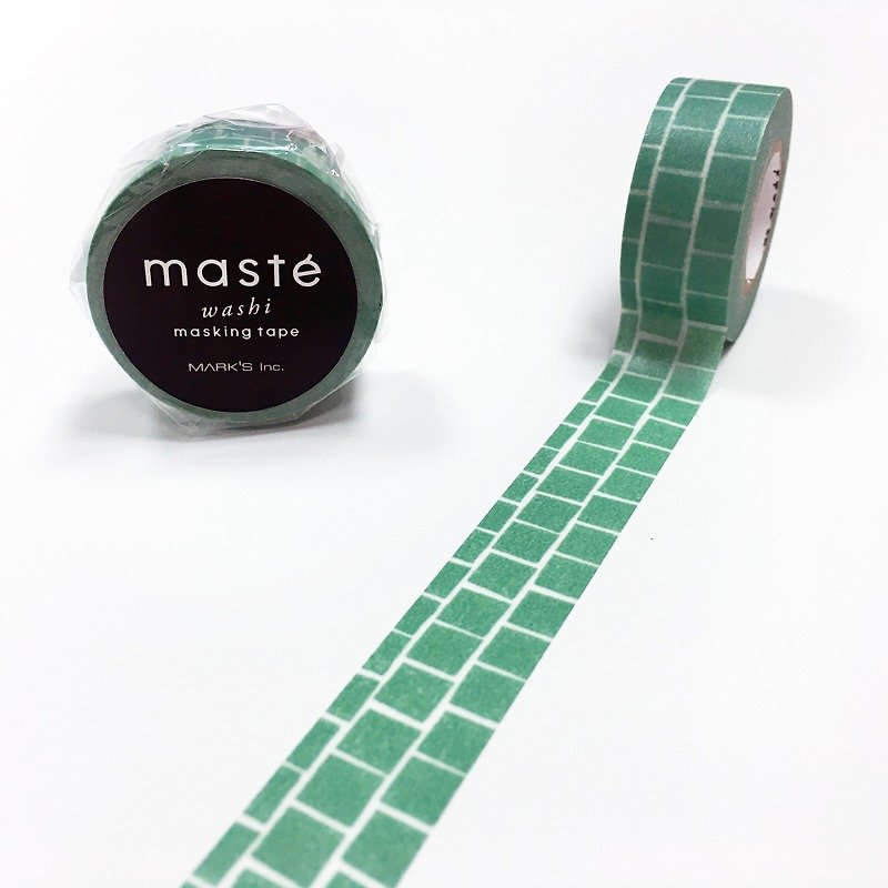 maste 和纸胶带 海外限定系列-Basic【方砖-绿 (MST-MKT196-GN)】 - 纸胶带 - 纸 绿色
