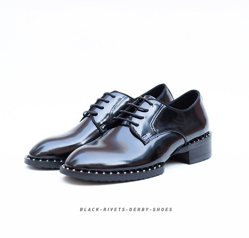 Black Rivtes Derby shoes - 女款休闲鞋 - 真皮 黑色