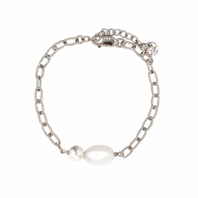 Calabash Chain Pearl Bracelet in Rhodium - 手链/手环 - 纯银 
