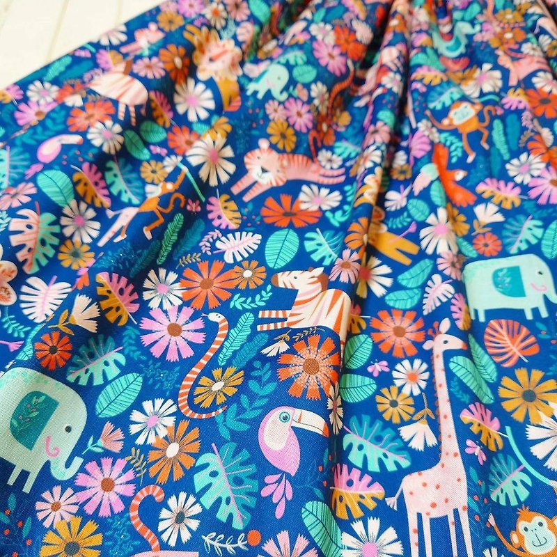 【受注制作】 Cute Safari skirt / Free size / USA fabric / 日本製 / - 裙子 - 棉．麻 蓝色