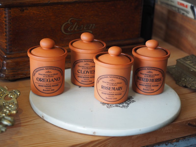 英国早期陶质香料罐 四个一组，不分售 - 花瓶/陶器 - 陶 咖啡色