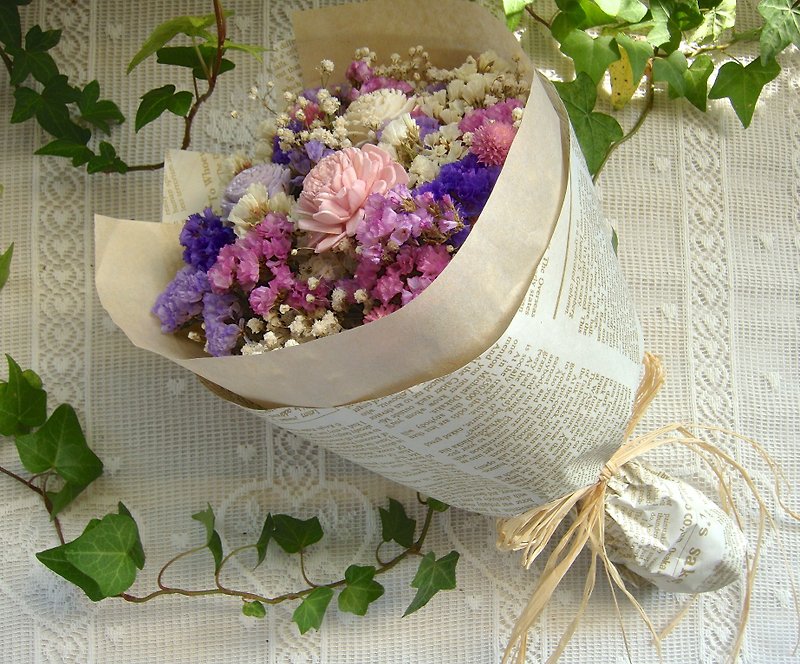 紫色浪漫 干燥花束 - 植栽/盆栽 - 纸 