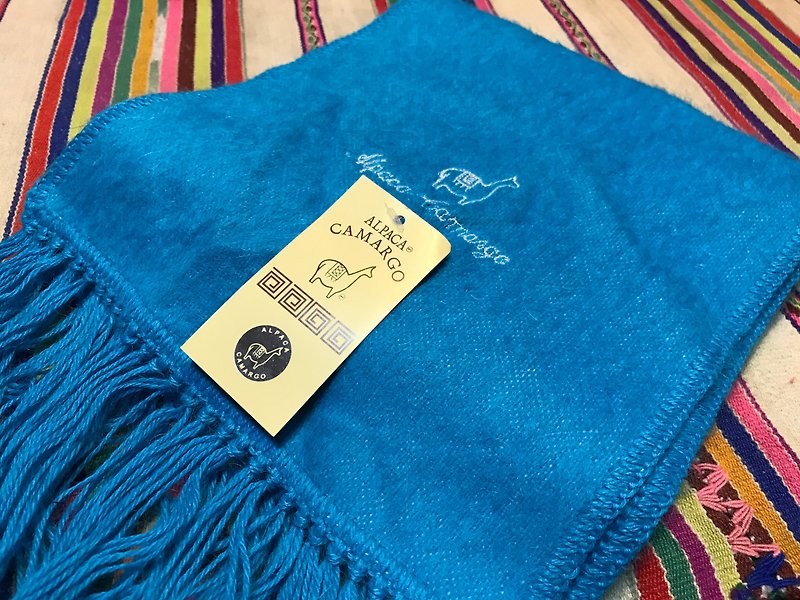 羊驼毛手工刷毛围巾－天蓝 - 丝巾 - 羊毛 蓝色