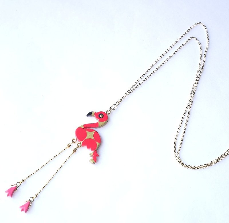 フラミンゴネックレス - 项链 - 塑料 粉红色