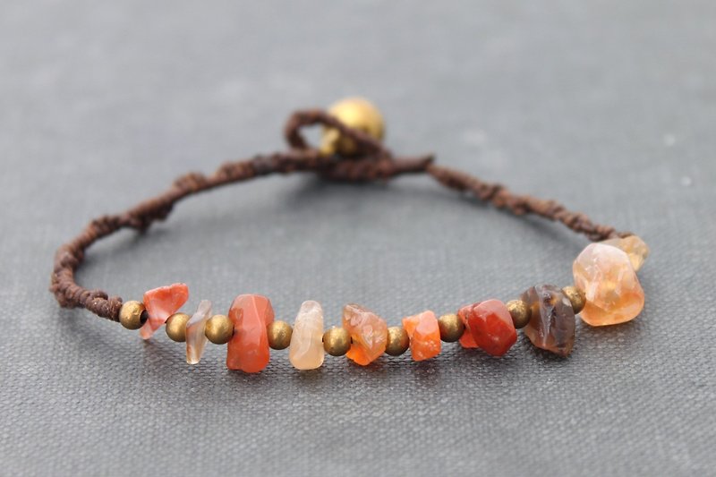 珠子编织手链红宝石简单的石头 - 手链/手环 - 石头 橘色