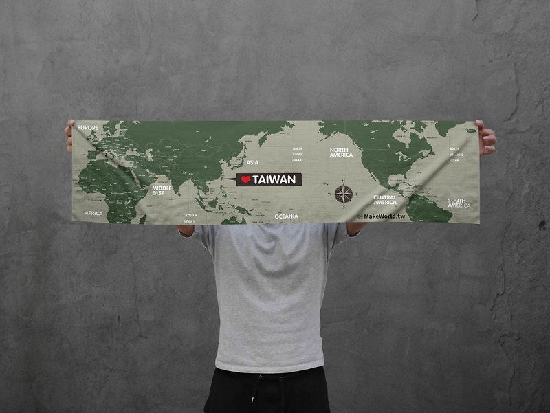 Make World地图制造运动毛巾(军绿) - 毛巾浴巾 - 聚酯纤维 