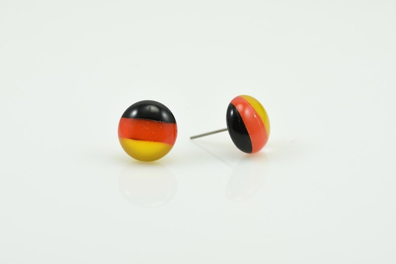 国旗耳环系列-德国 - 耳环/耳夹 - 玻璃 多色