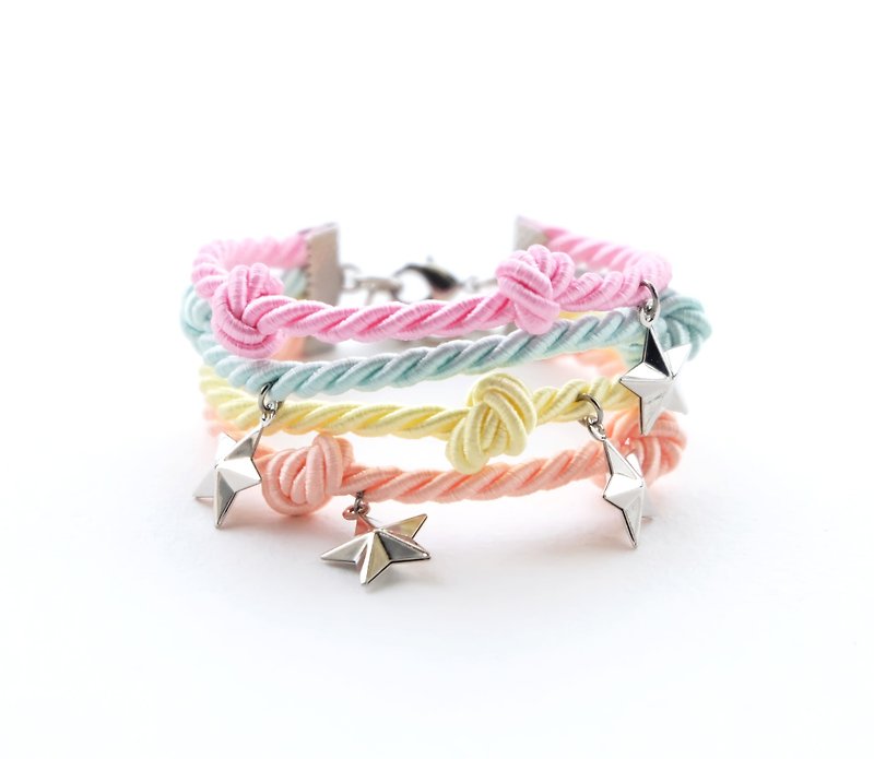 Colorful pastel layer bracelet with stars - 手链/手环 - 其他材质 多色