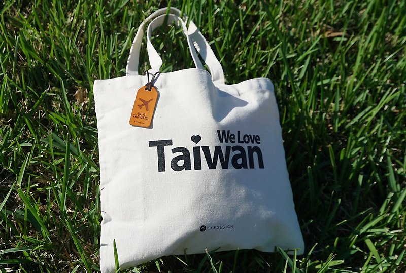 帆布袋 We Love Taiwan - 侧背包/斜挎包 - 棉．麻 白色