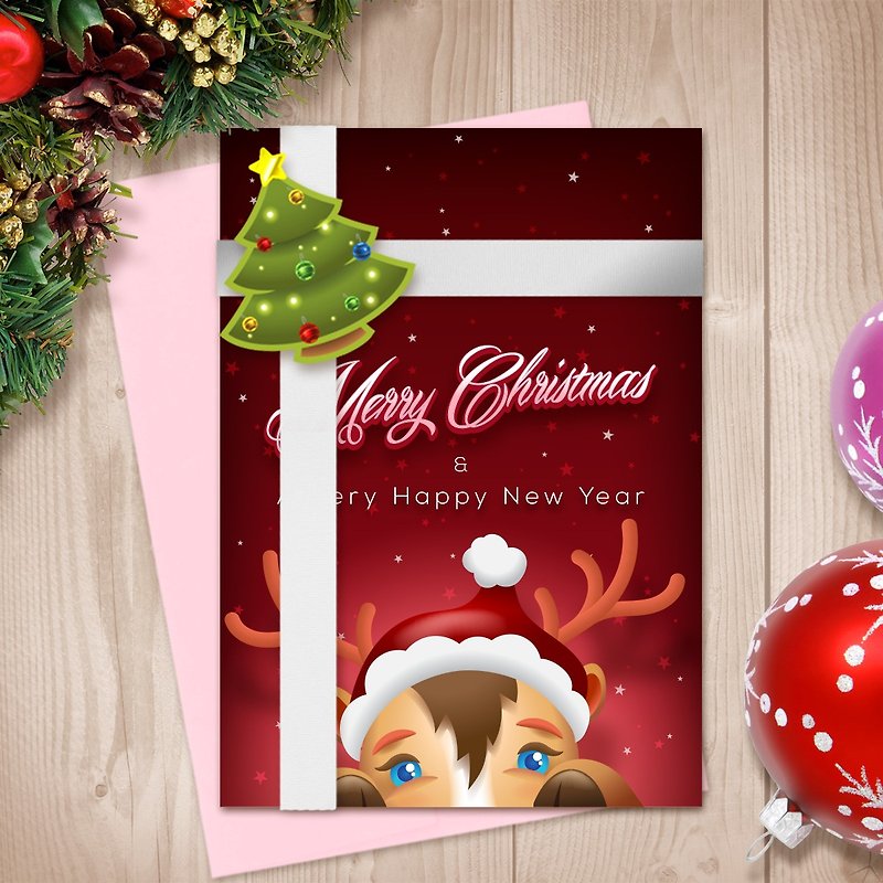 圣诞卡片|圣诞卡|圣诞卡片|圣诞礼物|圣诞节|雪人|圣诞鹿|动物卡 - 卡片/明信片 - 纸 