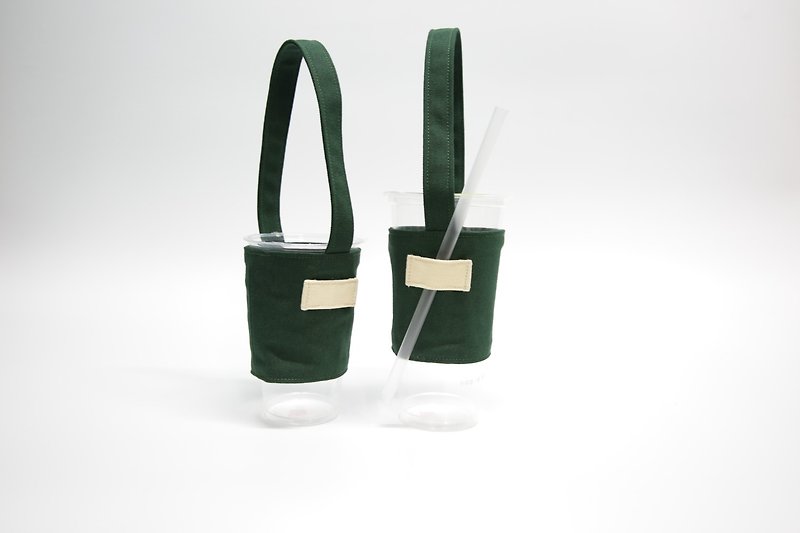 多彩系列-深草绿   环保杯套 饮料杯套 饮料提袋 - 随行杯提袋/水壶袋 - 棉．麻 绿色
