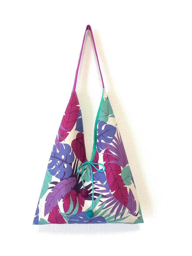 日式粽形侧背包/中尺寸/热带雨林-紫色 - 侧背包/斜挎包 - 棉．麻 紫色