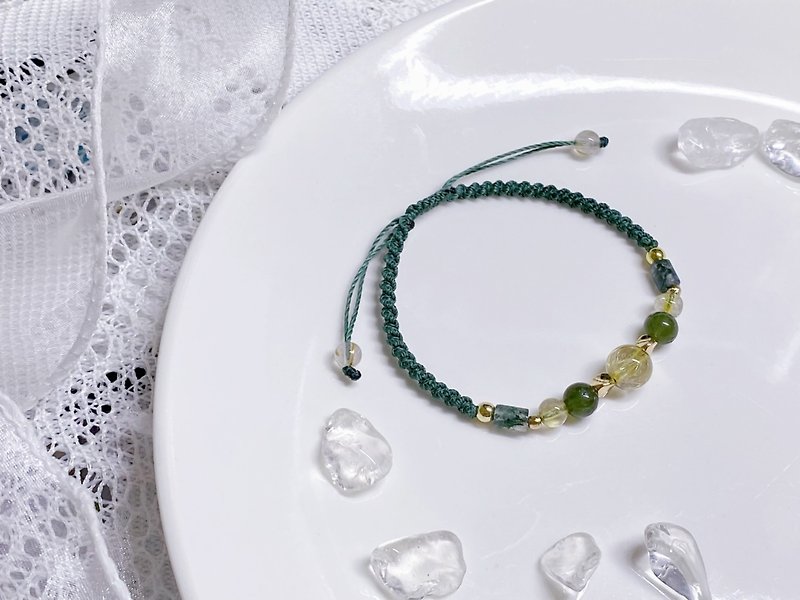 金牛座|钛晶、绿磷灰、水草玛瑙 - 手链/手环 - 水晶 绿色