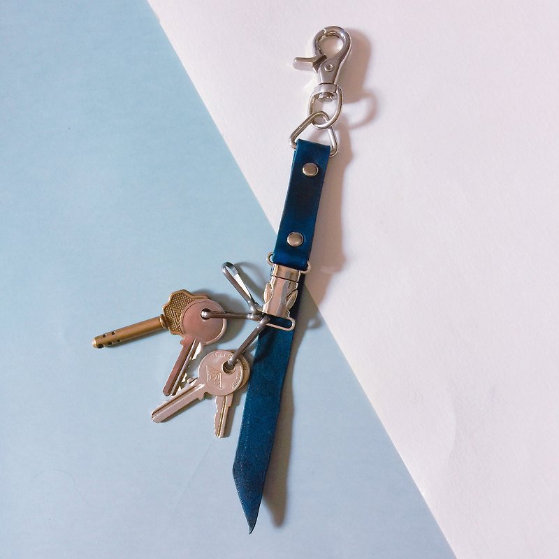 手染皮革钥匙圈 - 钥匙链/钥匙包 - 真皮 蓝色
