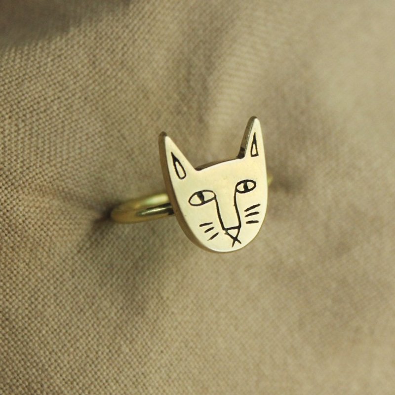 猫咪 黄铜 戒指 - 戒指 - 其他金属 金色