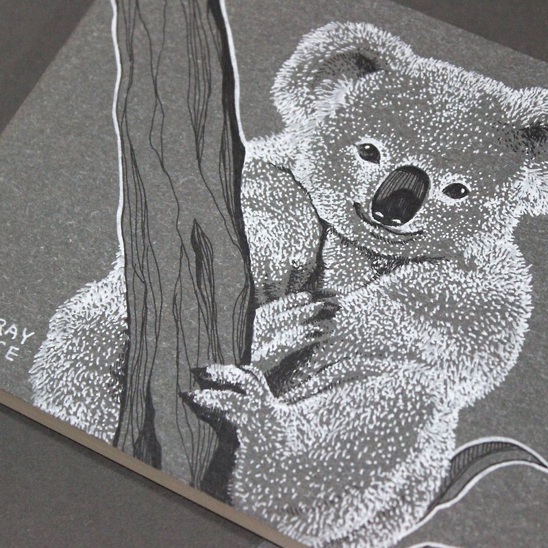 纯手绘 仅一本 灰色线装笔记本 无尾熊Wood系列 乘木 - 笔记本/手帐 - 纸 灰色
