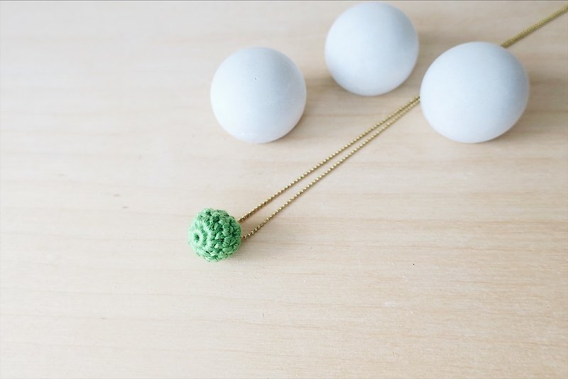 【endorphin】编织迷你绣球项链 - 项链 - 棉．麻 绿色