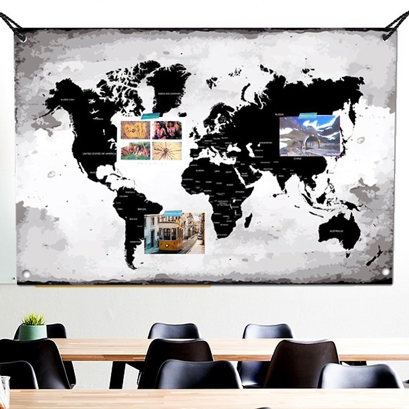 世界地图布幔 黑工业(中型) - 墙贴/壁贴 - 其他材质 黑色