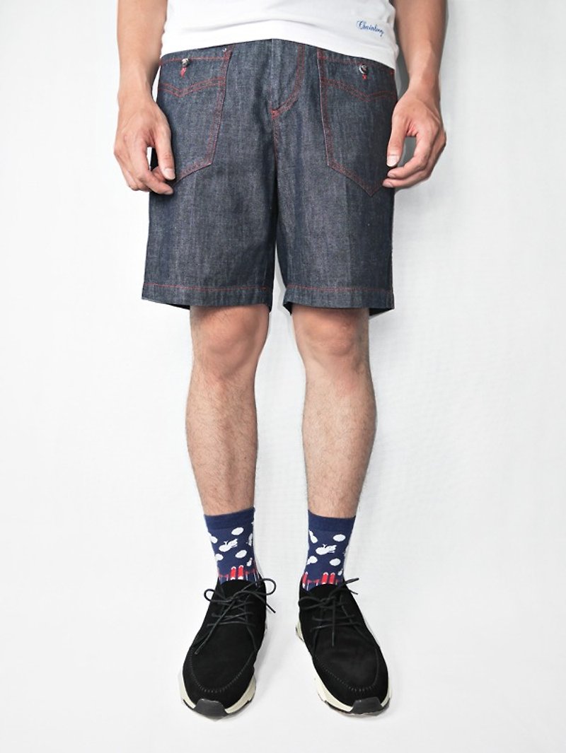 Chainloop大口袋牛仔短裤 单宁面料 深蓝原色 台湾设计师 品牌 只剩一件S - 男士长裤 - 纸 