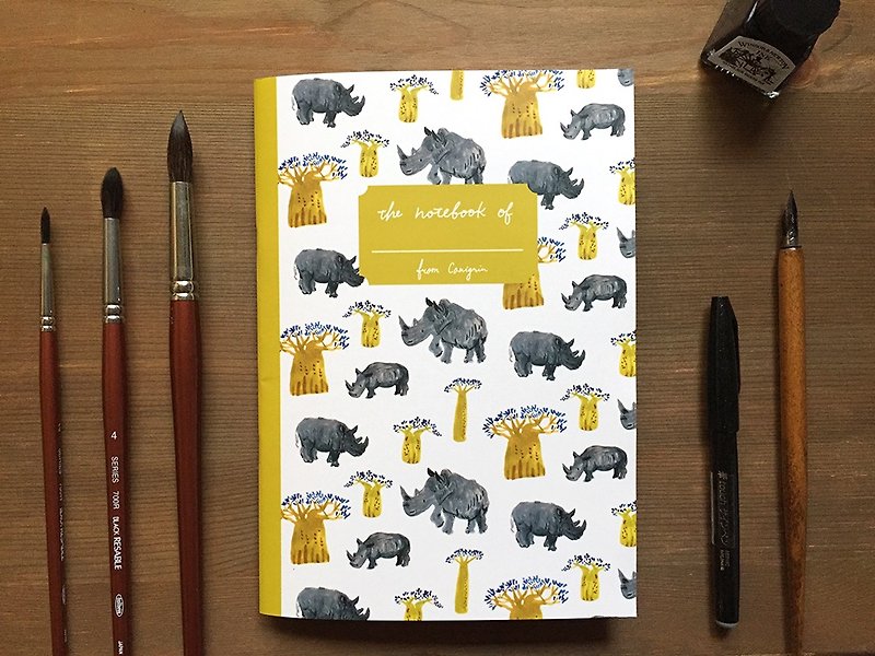 犀牛与面包树 非洲动物笔记本 A5方格笔记本 - 笔记本/手帐 - 纸 白色