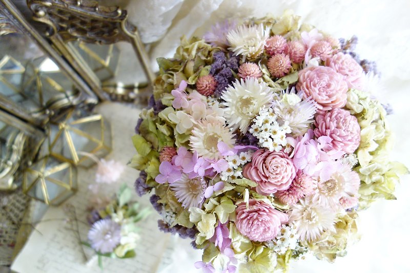 婚礼花饰系列~粉紫玫瑰干燥捧花 - 干燥花/捧花 - 植物．花 粉红色