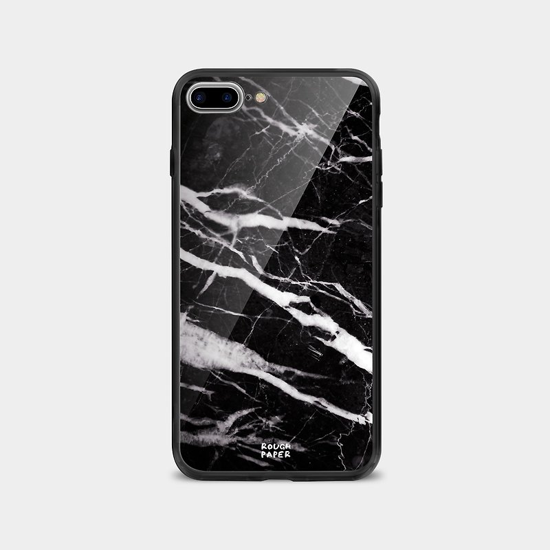 黑白大理石纹 | 钢化玻璃手机壳 - 手机壳/手机套 - 塑料 透明