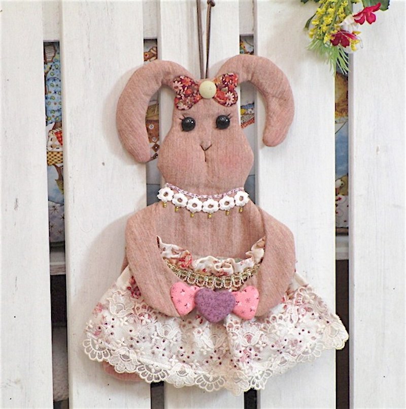 蕾丝兔造型袋物(大) - 化妆包/杂物包 - 棉．麻 