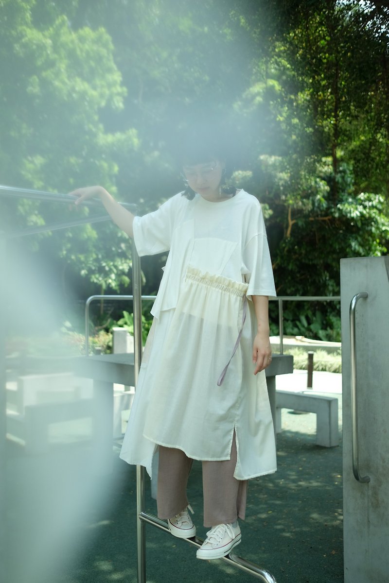 琉璃糖  |  茶嬉洋装 - 洋装/连衣裙 - 棉．麻 白色