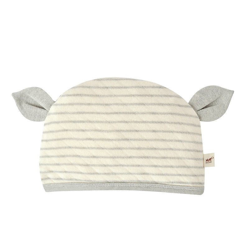 【SISSO有机棉】小鹿灰米二重织婴儿帽 - 婴儿帽/发带 - 棉．麻 白色