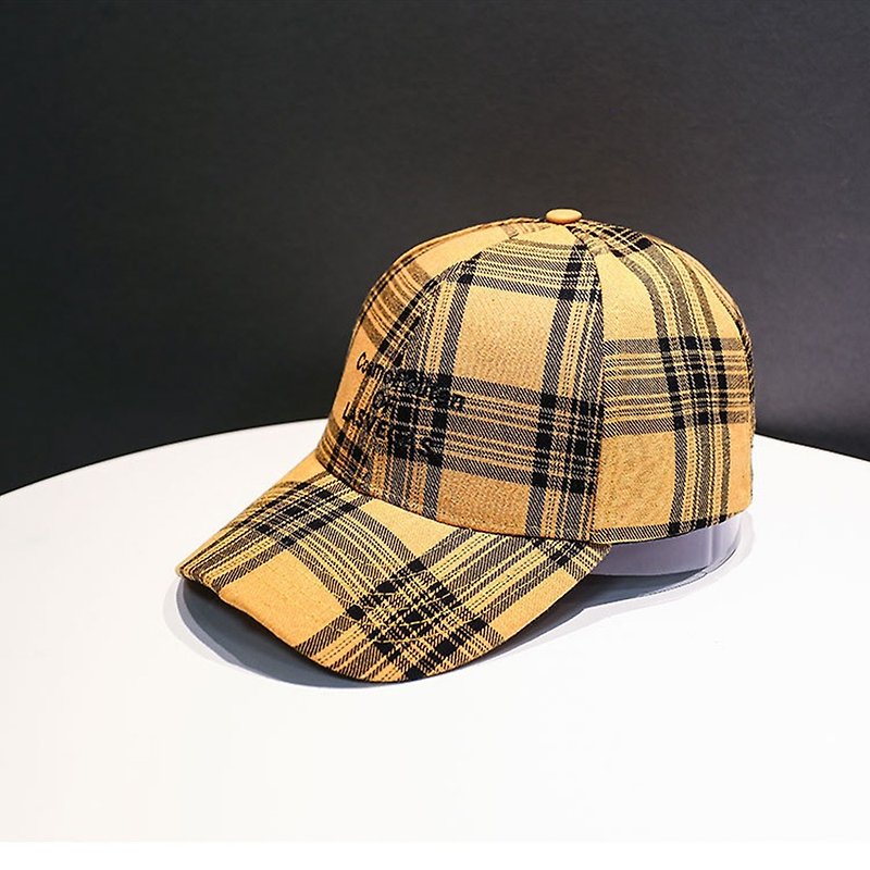 经典英式格纹帽 ::黄格:: M8345-3 - 帽子 - 棉．麻 黄色