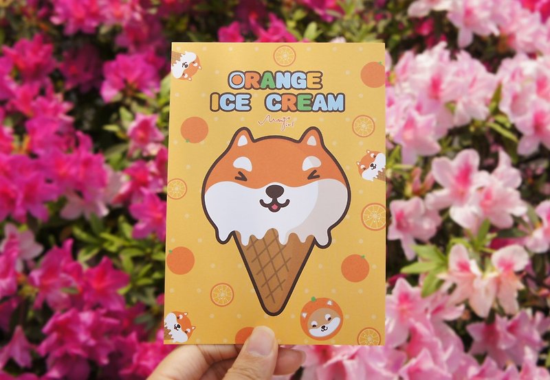 [Mangogirl]柴犬冰淇淋涂鸦明信片(橘子口味) - 卡片/明信片 - 纸 