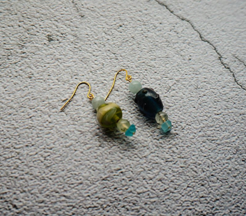 手工琉璃耳环 | 赫尔辛堡 - 耳环/耳夹 - 琉璃 蓝色