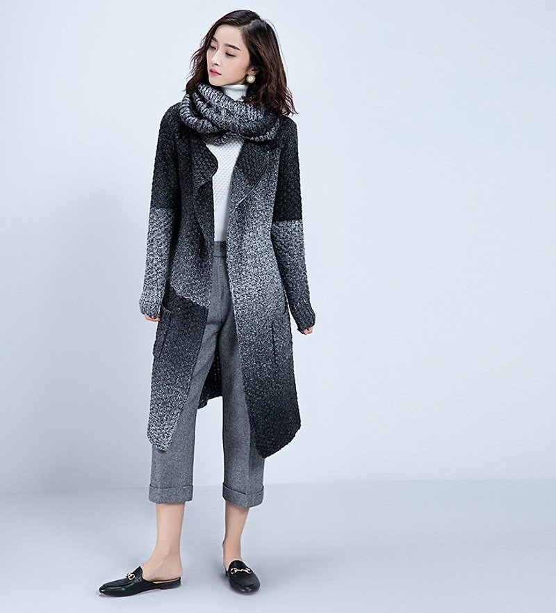 【现货】渐层毛衣外套 - 女装针织衫/毛衣 - 聚酯纤维 灰色
