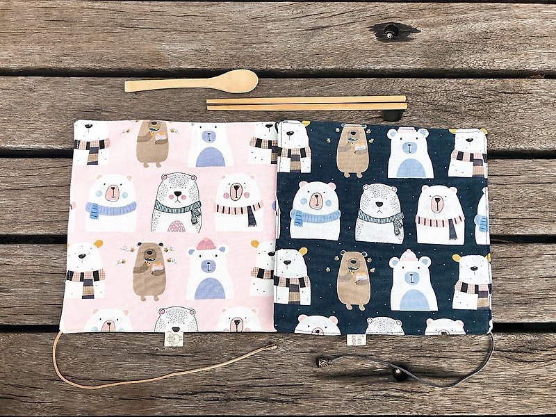 新款和风餐具组(附不锈钢餐具)-呆熊两色 - 筷子/筷架 - 棉．麻 