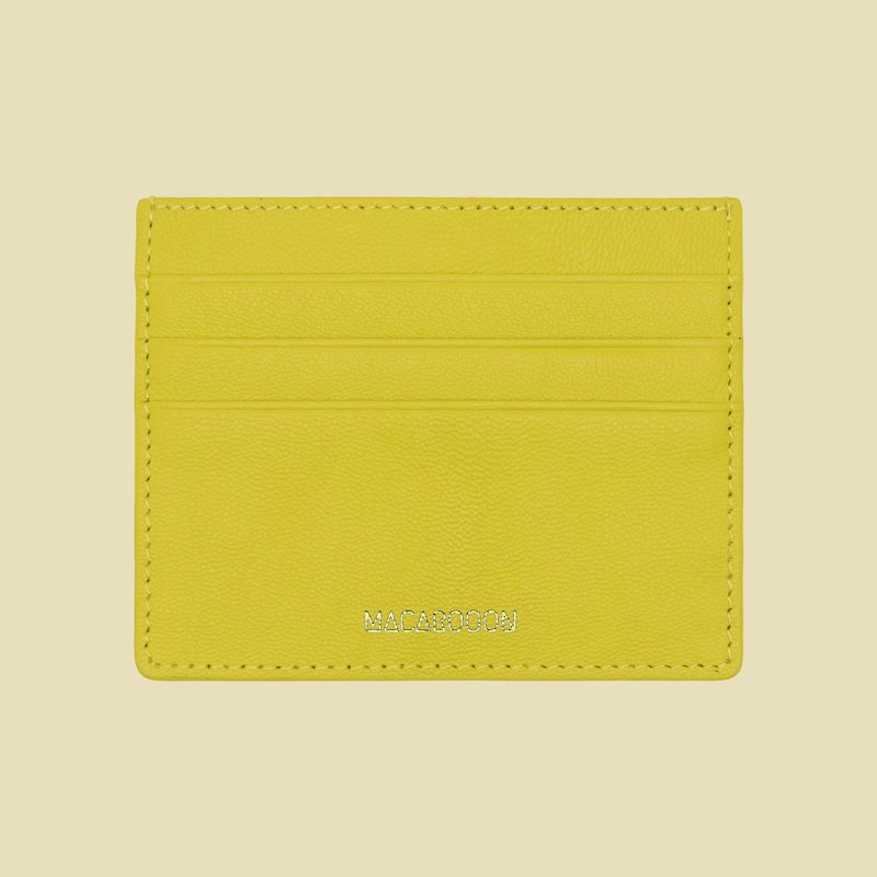 定制化礼物意大利真皮革柠檬黄色卡片套 钱包 小钱包 卡包 卡夹 - 皮夹/钱包 - 真皮 黄色