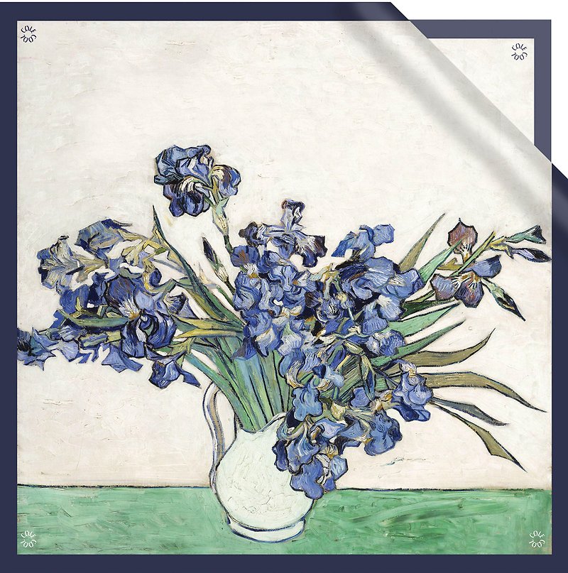 ART COLE【Irises】真丝围巾 名画丝巾 花卉 植物 头巾 真丝方巾 - 丝巾 - 丝．绢 白色