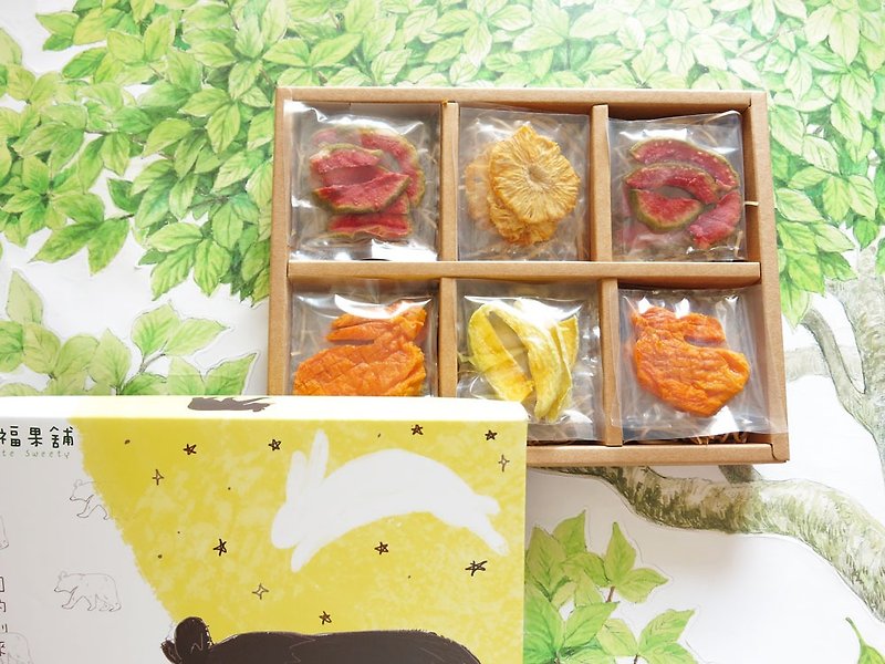 幸福果铺-中秋月圆熊水果干礼盒(6格18入) - 水果干 - 新鲜食材 黄色