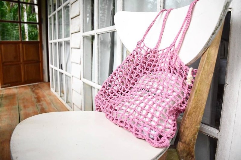 Pink Nagridia Crochet Bag - 手提包/手提袋 - 棉．麻 粉红色