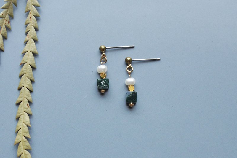 方圆 藻 - 耳环 耳针 耳夹 - 耳环/耳夹 - 水晶 绿色