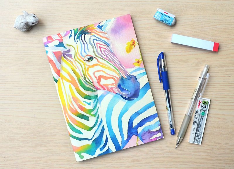 虎斑羊-彩色斑马A5插画笔记本(空白页) - 笔记本/手帐 - 纸 白色