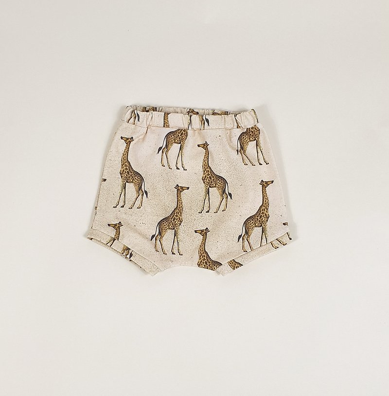 Giraffe baby shorts, baby boy shorts, baby girl shorts, beige kids shorts - 童装裤 - 棉．麻 多色