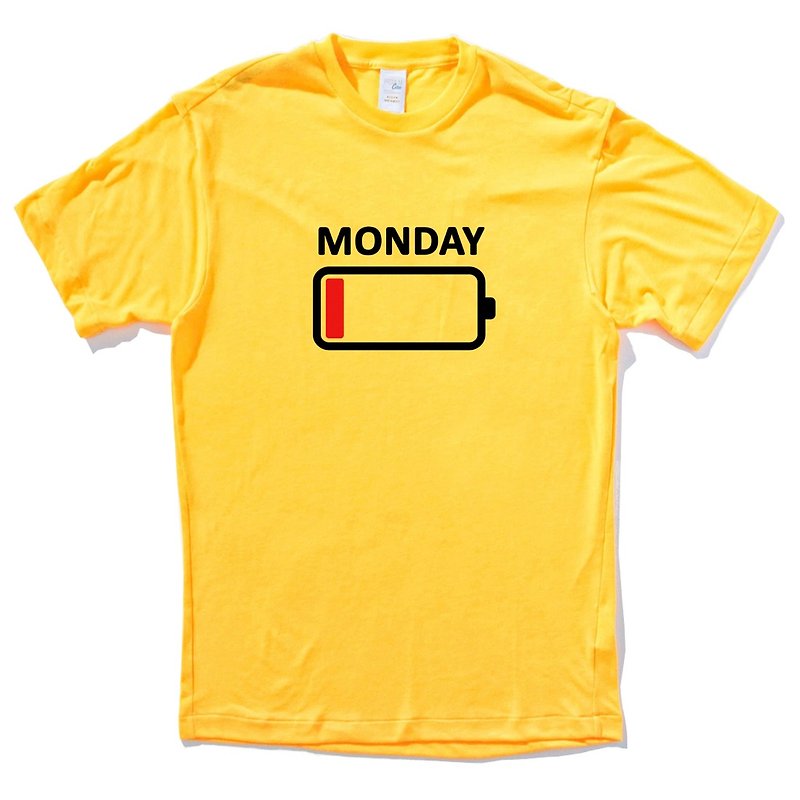 MONDAY BATTERY 短袖T恤 黄色 星期一电池电量没电 - 男装上衣/T 恤 - 棉．麻 黄色