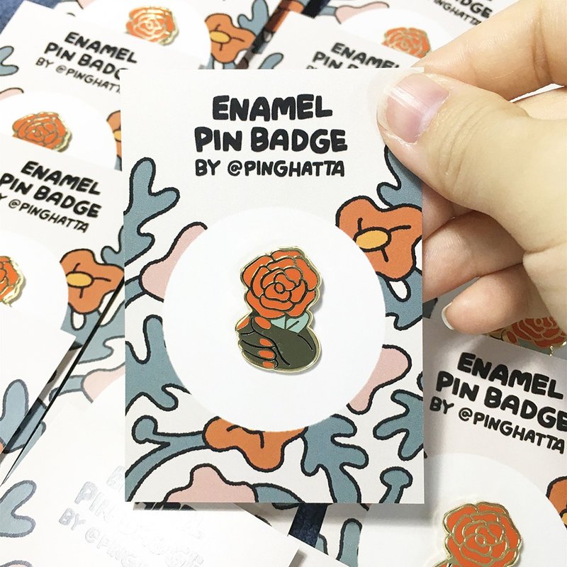 For You Flower Roses Hard Enamel Pin by Ping Hatta - 胸针 - 其他金属 