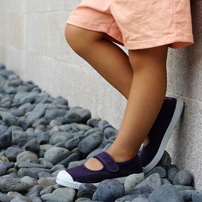 西班牙帆布鞋 CIENTA 76777 35 深紫色 洗旧布料 童鞋 玛莉珍 - 童装鞋 - 棉．麻 紫色